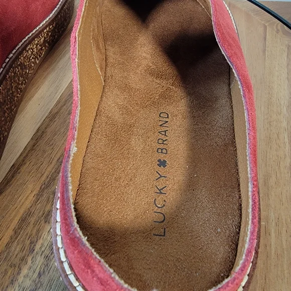 Lucky Brand | 12 Tamala Red Leather Clogs Mules Boho Comfy Casual - Picture 7 of 15